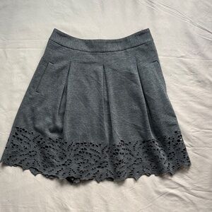 BCBGMAXAZRIA Heather Grey Laser-Cut Eyelet Hem Mini Skirt | Size 8